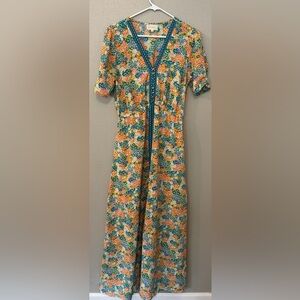 Melloday floral maxi dress colorful vacation button top boho prairie feminine
